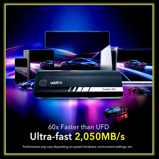 Addlink P21 1TB Portable External SSD, Up to 2,000MB/s Read, USB 3.2 Gen 2x2, Lightweight Storage for Photography, Video, Gaming and Fast backups, for PC Laptop Mac Windows Linux Android PS4 PS5