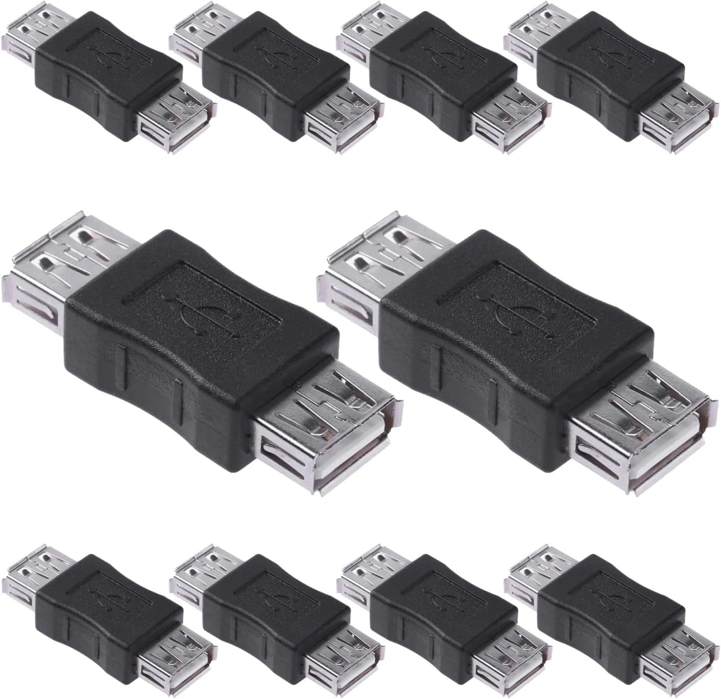 Cmple - [10 Pack USB Female to Female Coupler Adapter Straight Bridge USB 2.0 Type-A Jack to Jack Extension Connector Converter High Speed Data Transfer Charger Cable Extender