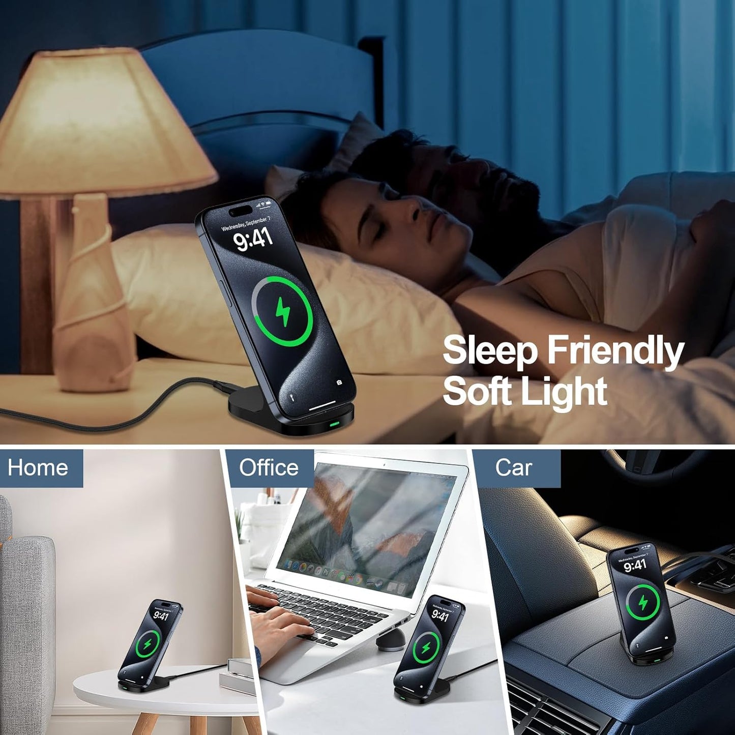 15W Fast Wireless Charger Phone Charging Stand for Google Pixel 10 Pro XL/9/8a/8 Pro/7a/7,Android Phone Wireless Charging Station Charger for Samsung Z Fold 7/6/5/Z Flip 7/6/S24 Ultra/S23/S22/S21/S20