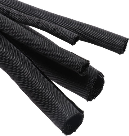 Braided Wire Loom Mesh Woven Black Split Sleeving for Automotive Wires/Audio Video Cable/Multi-Cable Strings (1/4" - 28 Feet)
