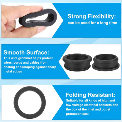 PATIKIL 40.6mm / 1-5/8 Inch Drill Hole,1-3/8 Inch ID Rubber Grommets, 3Pcs Top Hat Grommet for Wiring Eyelet Ring Gasket Automotive Firewall Cable Hole Plugs Wires Protection, Black