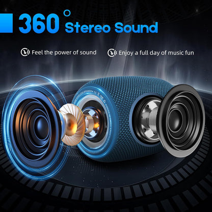 Portable Bluetooth Speaker, BT5.3 Wireless Speaker 20W Bass Diaphragms with Multi LED Light Dynamic Modes, IPX6 Waterproof 16H Playtime supports FM Mode, TF, USB for Home, Cycling, Outdoor, Beach
