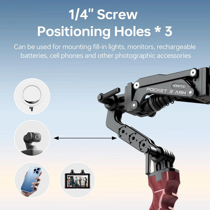 Came-TV Handle Grip Camera Mount, Handheld Camera Stabilizer Mount with 1/4" Mounting Holes,Shock Stabilizer Arm Support for DSLR Smartphone Pocket 2, Pocket 3, OSMO Mobile Video Shooting PK05