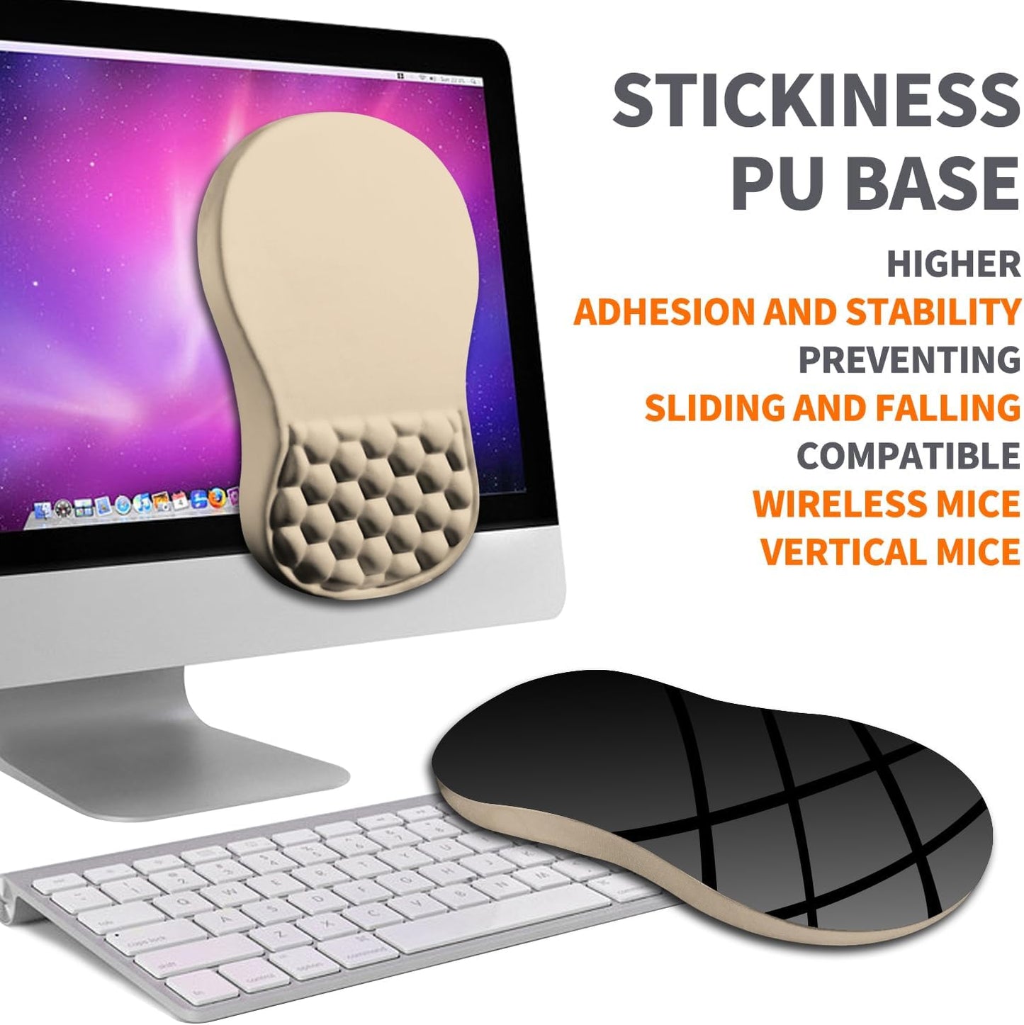 Ergonomic Joint Wrist Support Mouse Pad with Memory Foam Cushion Massage Bump, Carpal Tunnel Pain Relief Mousepad Slope Design for Wrist Rest, 11.8x7.9 in, Apricot