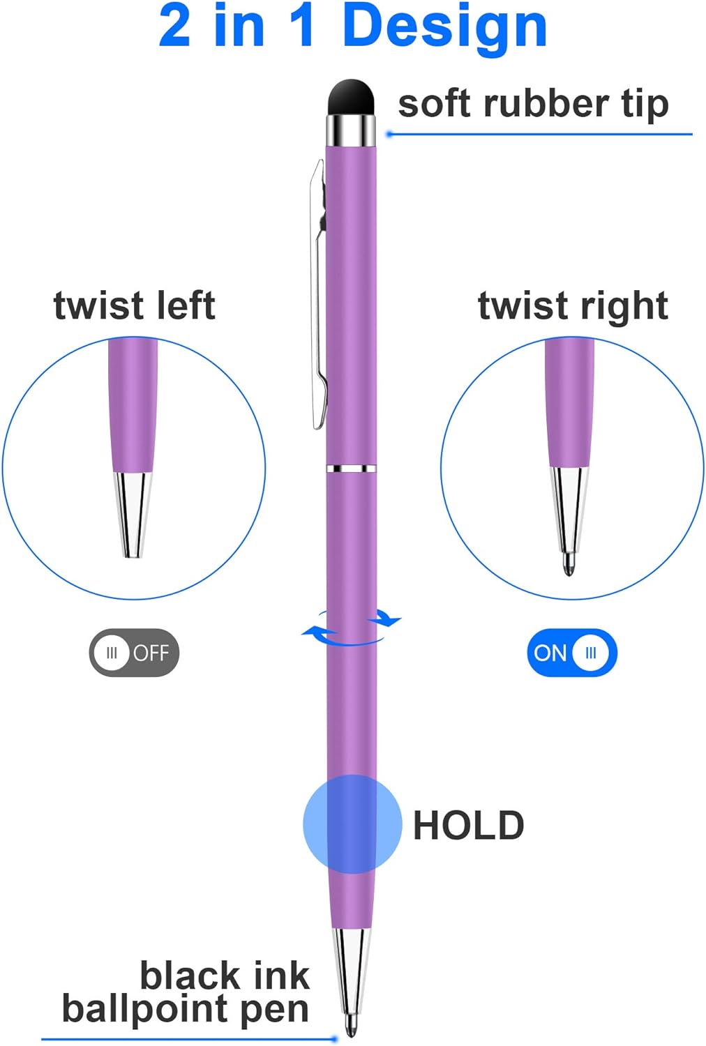 innhom 12 Pack Stylus Pens for Touch Screens Stylus Pen for ipad Compatible with iPad iPhone Tablets Samsung Kindle and Black Ink Ballpoint Pens-2 in 1 Stylists Pens