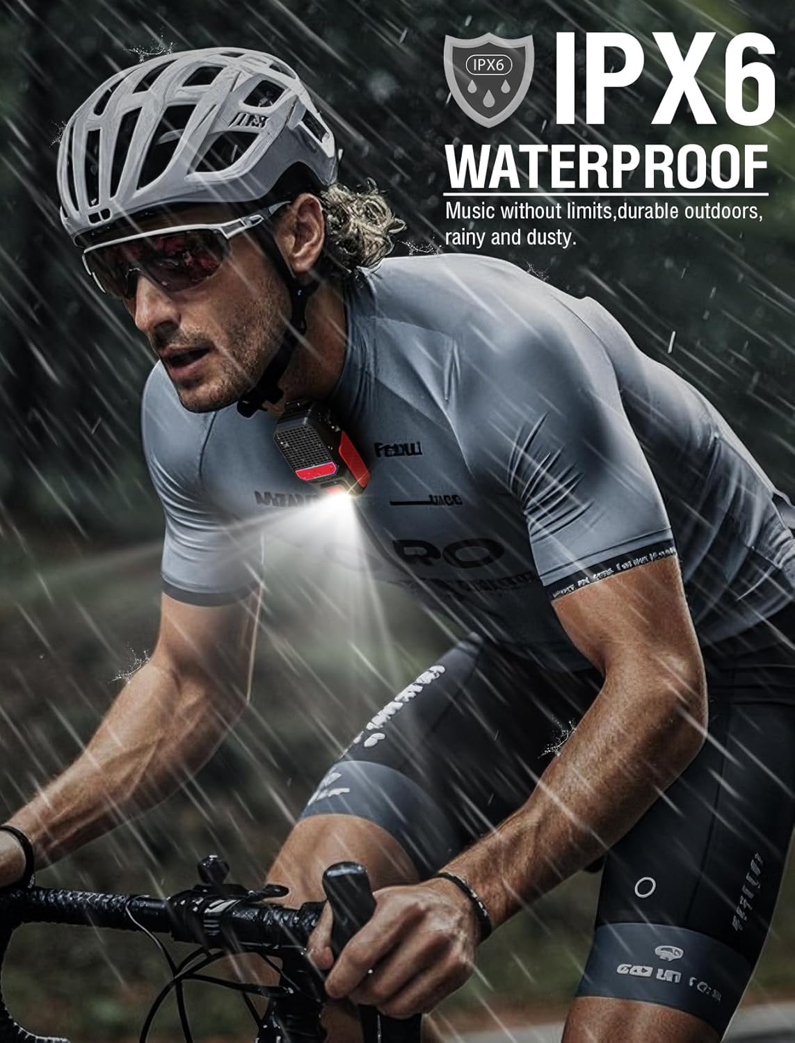 GBEAST Wearable Bluetooth Speaker with RGB/Flashlight, IPX6 Waterproof Clip-On Portable Speaker with 30H Playtime - Built-in Mic Hands-Free for Jobsite/Outdoor/Golf, TWS Portable Speakers (Red)