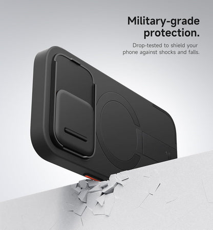 SURITCH for iPhone 16 Pro Case with Slide Camera Cover and Adjustable Kickstand, Compatible with MagSafe, Shockproof Bumper Case Slim Protective Cover for iPhone 16 Pro 6.3 Inch,Black