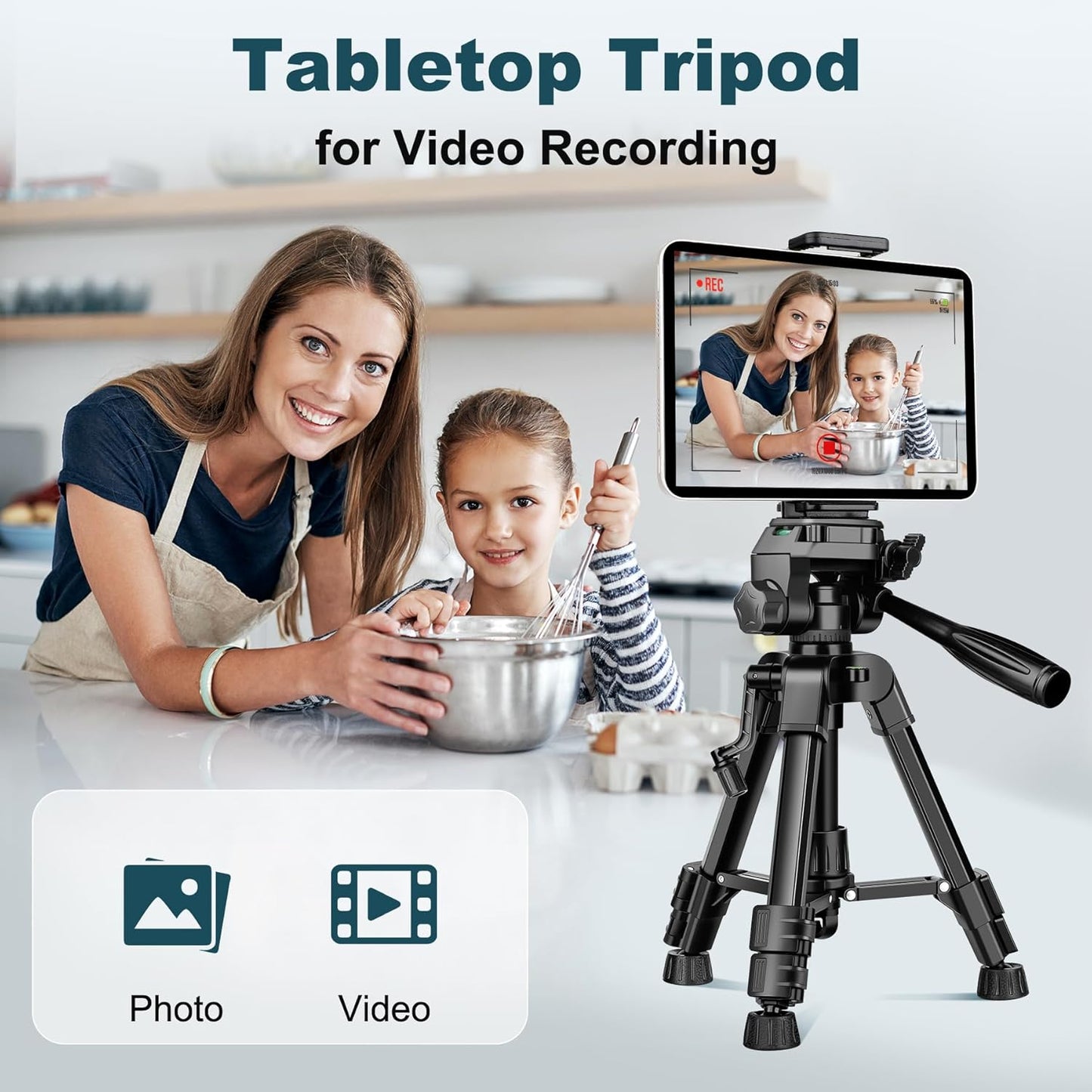 JOILCAN Mini Tripod for Camera, 25" Tabletop Camera Tripod, Portable Travel Tripod w/Phone & Tablet Holder, Lightweight Aluminum Tripods for DSLR Phone Spotting Scope