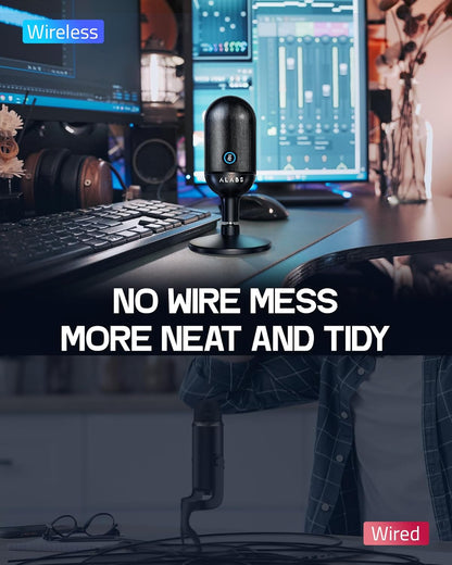 ALABS USB Wireless Cardioid Condenser Microphone for Podcast,Gaming and Home Office,100ft Signal Transmission Distance,Streaming Mic with LED Quick Mute Indicator and Noise Cancelling for PC,Mac