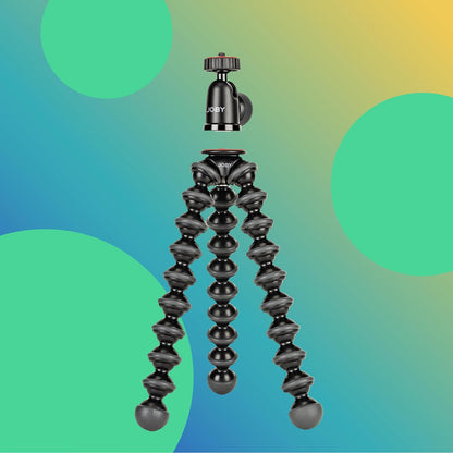 JOBY GorillaPod 1K GripTight 360 Mount Kit, Compact Flexible Tripod 1K Stand and BallHead, with Rotating Phone Mount, Easy Landscape or Portrait Mode, Double Cold Shoe, Supports up to 1kg (2.2lb)