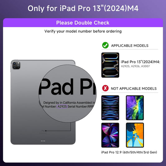 Transparent Case with Keyboard for 2024 iPad Pro 13 inch (M4), iPad Pro 13,7-Color Backlit,Magic Wireless Keyboard, 360°Rotating,Multi-Touch trackpad,Pencil Holder,with Shortcuts,Purple