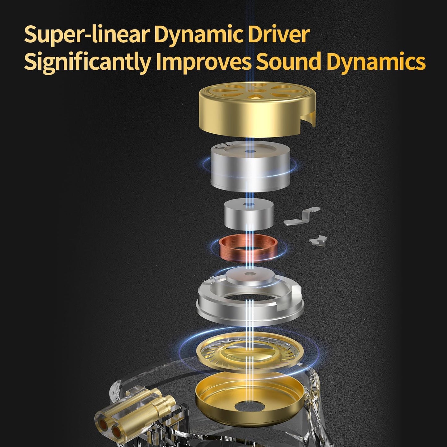 KZ ZSN Pro 2 in-Ear Monitors Headphones Metal Earphones 1BA+1DD Hybrid Technology HiFi Bass Clear Sound IEMs Noise Cancellation Earbuds Wired for Musicians Singer Audiophile(Yellow,with Mic)