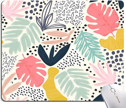Mouse Pad, Abstract Leaves Mouse Pad, Square Mouse Mat Waterproof Non-Slip Rubber Base Mouse Pads