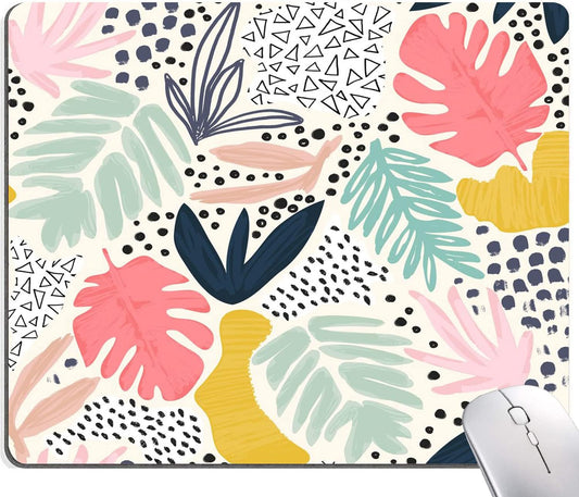 Mouse Pad, Abstract Leaves Mouse Pad, Square Mouse Mat Waterproof Non-Slip Rubber Base Mouse Pads
