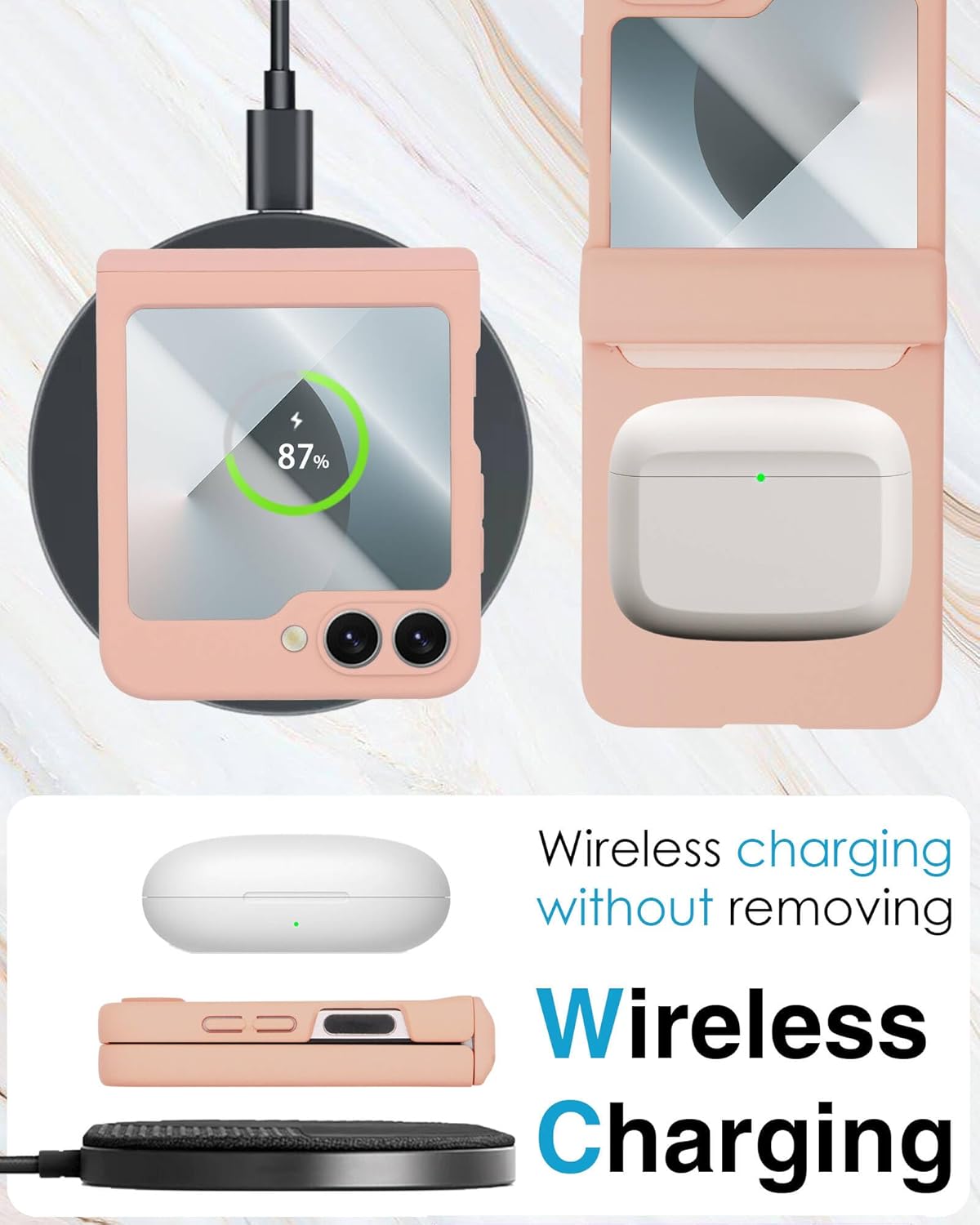 STORMTAL for Samsung Galaxy Z Flip 6 Case/Z Flip 7 FE Case, Hinge Protection, Built-in Screen Protector, Wireless Charging, Slim Rugged Phone Protective Case for Galaxy Z Flip 6 Pink