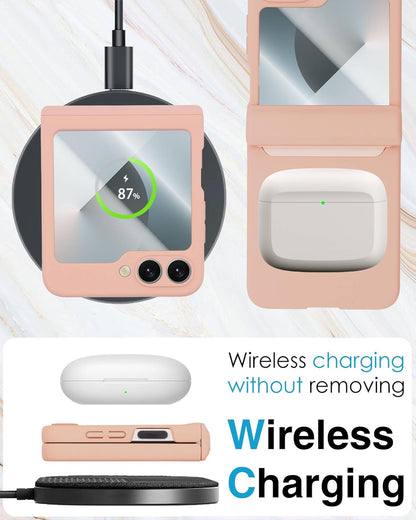 STORMTAL for Samsung Galaxy Z Flip 6 Case/Z Flip 7 FE Case, Hinge Protection, Built-in Screen Protector, Wireless Charging, Slim Rugged Phone Protective Case for Galaxy Z Flip 6 Pink