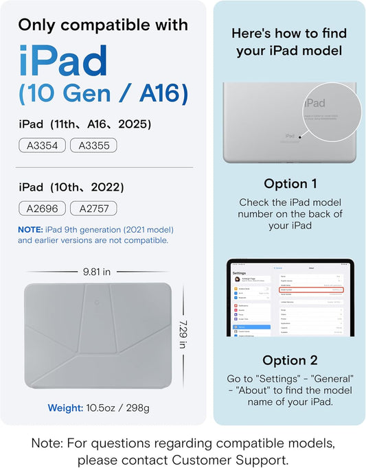 MOFT Dynamic Folio Case for iPad A16 11th Generation 2025 & iPad 10th Generation A14 2022, Silm Magnetic Stand Case with 20+ Viewing Angles, Auto Wake/Sleep, Ultra Thin, Cement x Sapphire