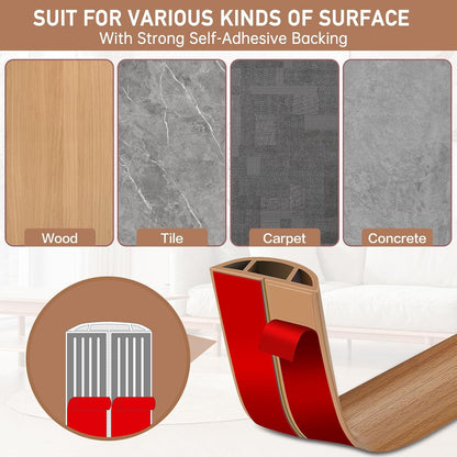 Floor Cord Cover Self Adhesive Cord Hider Floor Extension Cord Covers for Floor Power Cord Protector Cable Management Prevent Cable Trips Cable Cavity 0.59" W x 0.31" H (Light Brown Wood, 3.3Ft)