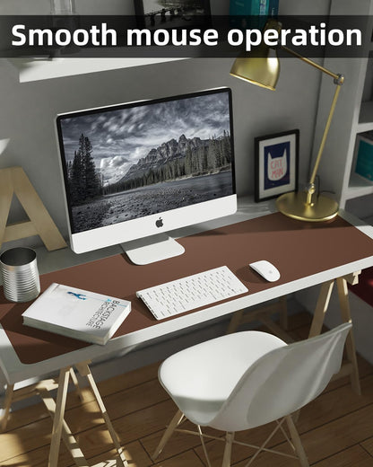 Leather Desk Pad Protector,48"x 17"Desk Mat Large, Mouse Pad, Non-Slip PU Leather Desk Blotter,Waterproof Desk Pad for Office/Home Brown