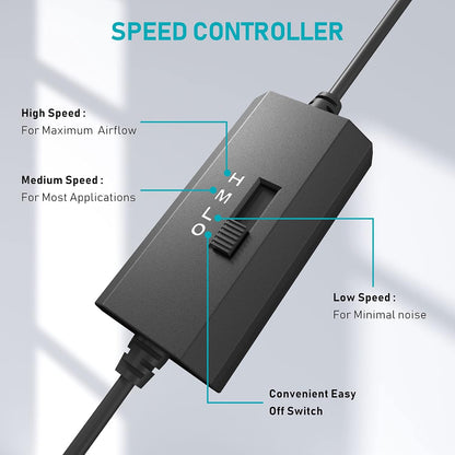 ANEXT, USB Fan, USB Computer Fan, Silent Fans for Receiver DVR PlayStation Xbox Computer, (80mm, Black Dual Packs)