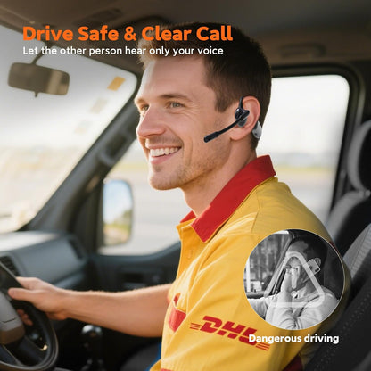 Pilot P200b Pro Wireless Headset with Mic for Work,50dB AI Noise Cancelling Microphone Headphones for Call,Bluetooth 5.3 Open Ear Computer Headset with Microphone & USB-C for Office,Meetings,WFH