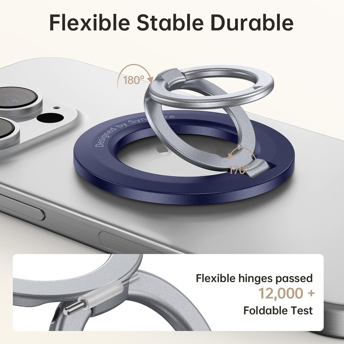 SYNCWIRE for MagSafe Ring Holder, Magnetic Phone Ring Holder Magnet Cell Phone Grip Finger Ring Kickstand Compatible with iPhone 16 15 14 13 12 Pro Max fits MagSafe Accessories