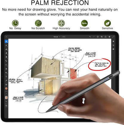 Pen for iPad 2018-2025, HATOKU 15 Mins Fast Charging Pencil 1st Gen with Tilt & Palm Rejection Compatible with iPad Air 3/4/5/M2/M3, iPad mini 5/6, iPad 6/7/8/9/10/11, iPad Pro 11"/12.9"/M4 (Black)