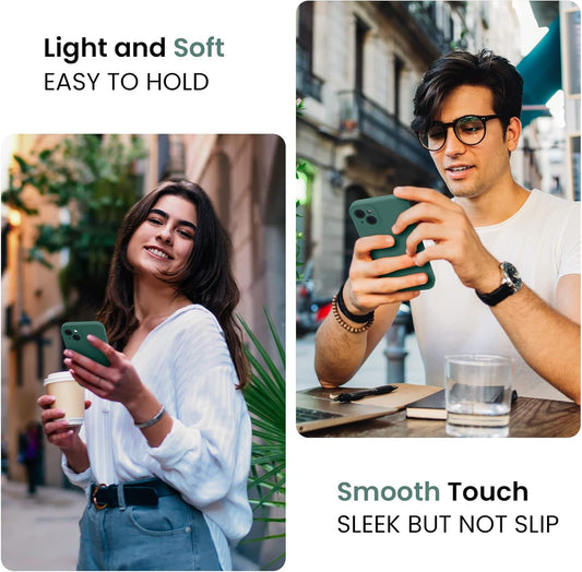 FireNova Designed for iPhone 14 Case, Silicone Upgraded [Camera Protection] Phone Case with [2 Screen Protectors], Soft Anti-Scratch Microfiber Lining Inside, 6.1 inch, Midnight Green