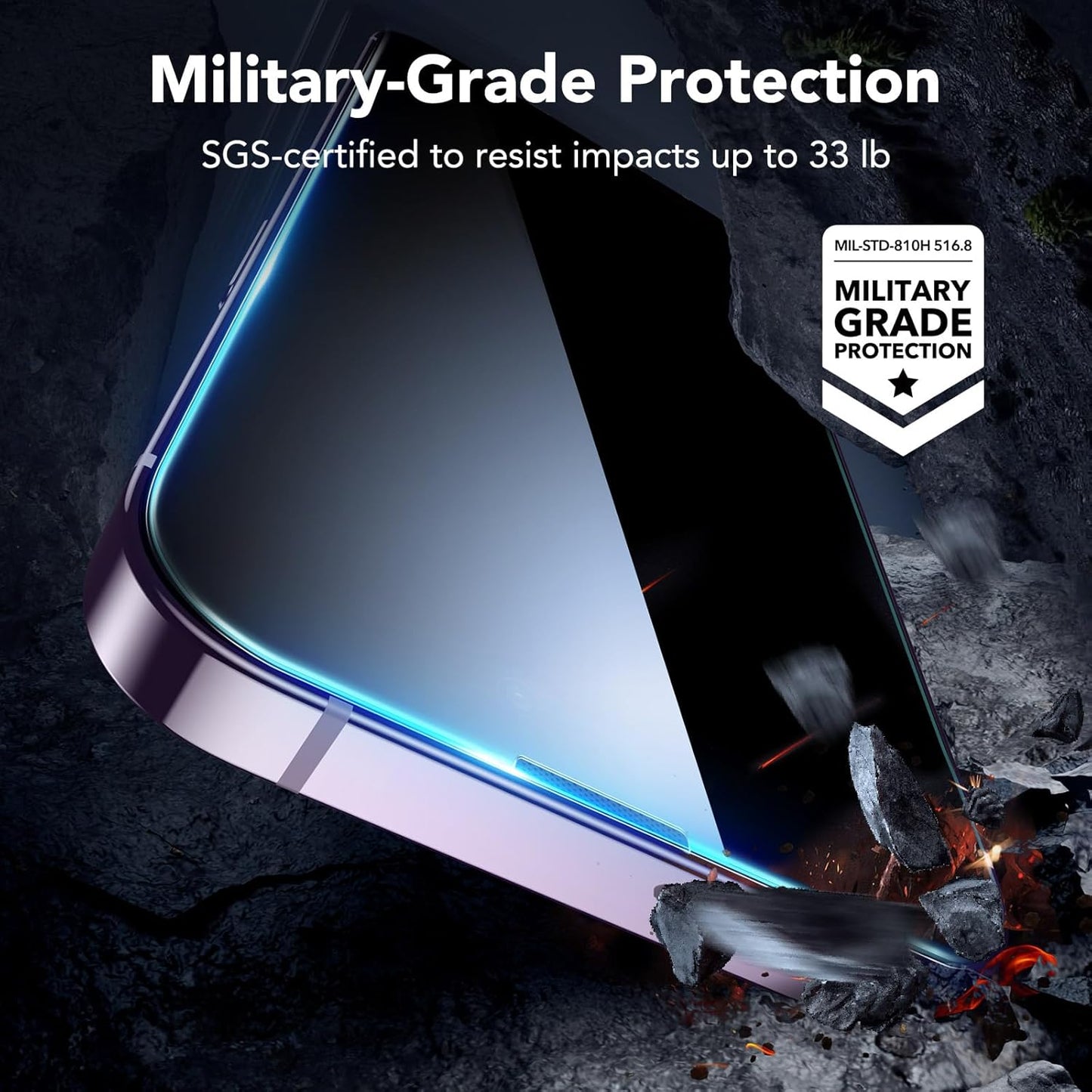 ESR 3 Pack for iPhone 14 Pro Max Privacy Screen Protector, Anti-spy Tempered-Glass Privacy Screen Protector, Micro-curved Edges, Case Friendly