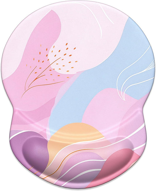ITNRSIIET Ergonomic Mouse Pad with Gel Wrist Support Small Wrist Rest Smooth Surface Non-Slip PU Base Comfortable Office Supplies Pain Relief, 8.7 x 7.2 inches, Art Style Pattern