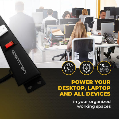 9 Outlets 3 Feet Power Cord 3 Feet Body Opentron OT3093 Heavy Duty Metal Surge Protector Power Strip with Mounting Parts - Free End Caps for Shipping Protection Only
