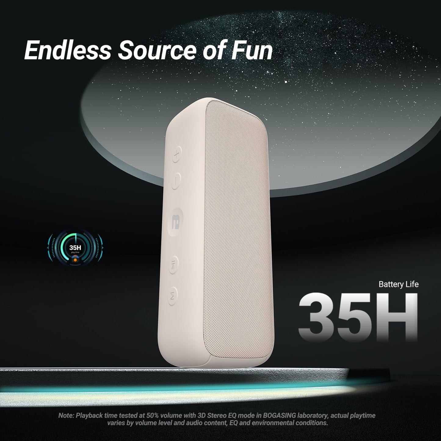 BOGASING G6 Bluetooth Speaker, Portable Wireless Speakers with 30W Punchy Sound, 35H Playtime, IPX6 Waterproof, Bluetooth 5.3, Built-in Mic, EQ, TF-Card, AUX, USB Stick for Outdoors Hiking (Beige)