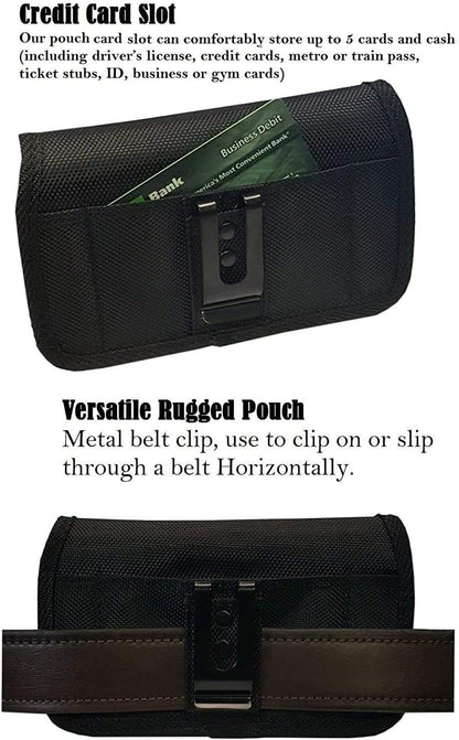 AH Military Grade Nylon Cell Phone Belt Holder for Men Horizontal Pouch Carrying Clip for [iPhone 6 6S 7 8 X XR XS 11 12] iPhone 11 Moto Droid x Holster PRO S8 S9 S7 S20 fits Otterbox or Thick Case