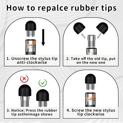 30Pcs Rubber Tips for Stylus Pens, 0.2inch (5mm) & 0.28inch(7mm) Replacement Nibs for Touch Screen Pen, High Sensitivity and Precision, No Scratches, Universal Stylus Ends