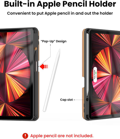 Leather Keyboard Case for iPad Air 5th 4th Generation 10.9 inch Pro 11 1st/2nd/3rd/4th, 7 Color Backlight BT Keyboard Folio with Pencil Holder 2022 2021 2020 2018 (Brown)