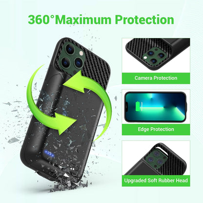 13800mAh High Capacity Battery Case for iPhone 14, for iPhone 13, 13 Pro (6.1 inch), 2025 Upgraded Battery Pack Rechargeable Charger External Charging Case w/Tempered Glass Screen Protector Black