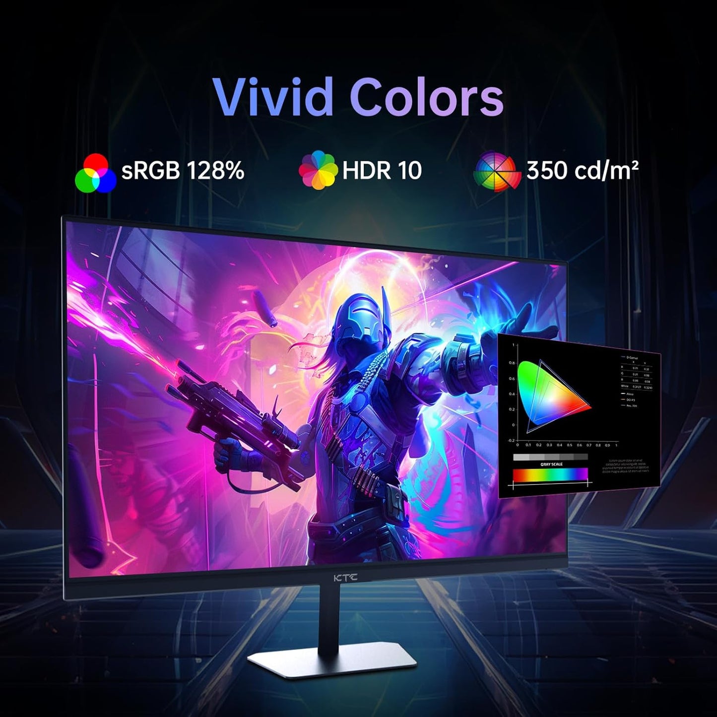 KTC 24.5'' Gaming Monitor 180Hz FHD,Fast IPS 1080P 1 ms, 128% sRGB HDR10,Freesync HDMI x 2 /DP x 1 VESA Tilt Adjustable Xbox PS5 Switch (HDMI Cable Included)