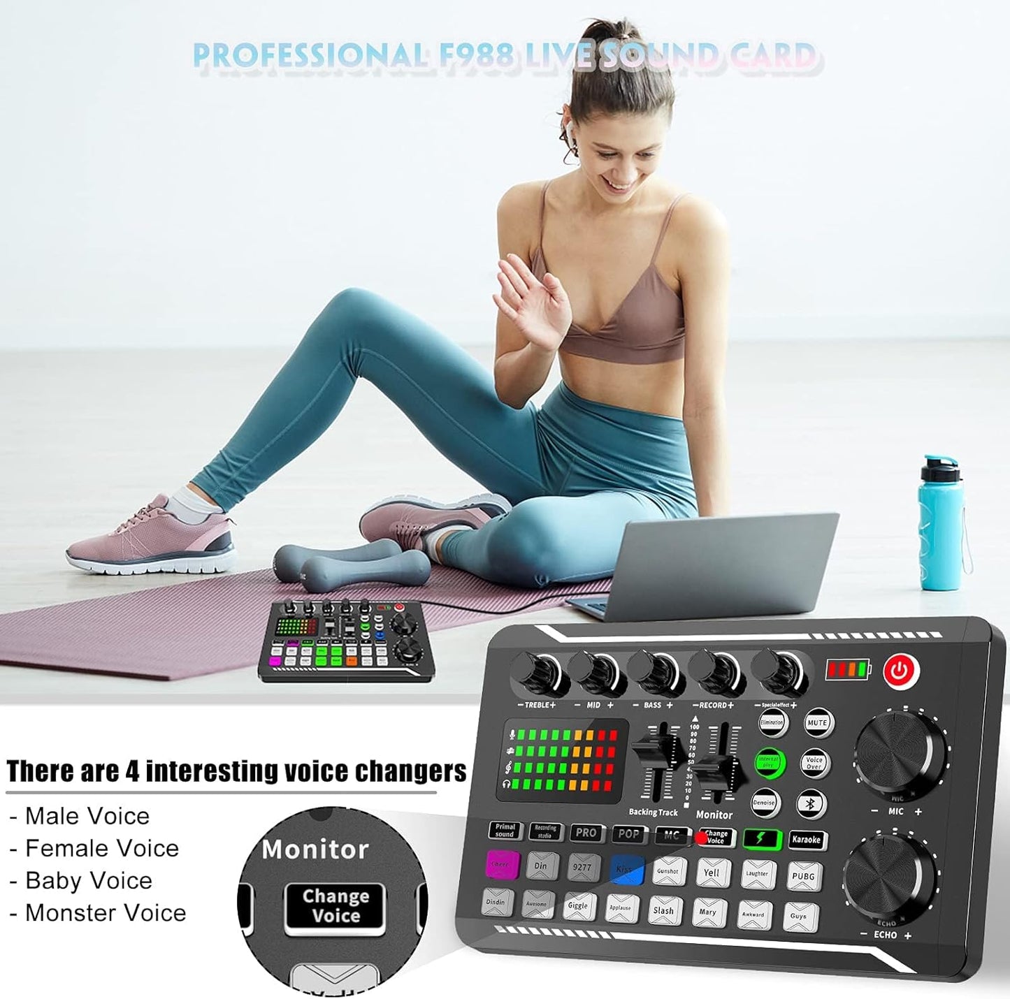 Professional Audio Mixer, SINWE Live Sound Card and Audio Interface with DJ Mixer Effects and Voice Changer,Podcast Production Studio Equipment, Prefect for Streaming/Podcasting/Gaming