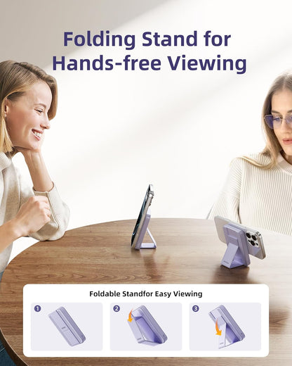 MagSafe Power Bank 10000mAh [3-in-1 with Stand] Wireless Charger, 20W Fast Charging for iPhone 16/15/14 Series, Samsung Galaxy, AirPods | Slim Portable Magnetic Battery | Purple