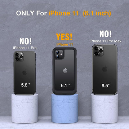 Miracase Glass Series for iPhone 11 Case 6.1 inch, Upgraded Full-Body Rugged Phone Bumper Case Cover with Built-in 9H Tempered Glass Screen Protector and Camera Protector, Matte Black