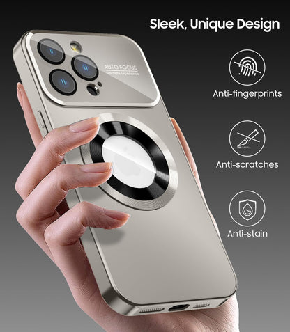 Magnetic for iPhone 13 Pro Max Case, Compatible with MagSafe, Built-in Camera Lens Protector, Logo View, Military Grade Drop Proof Phone Case Cover, Titanium Gray
