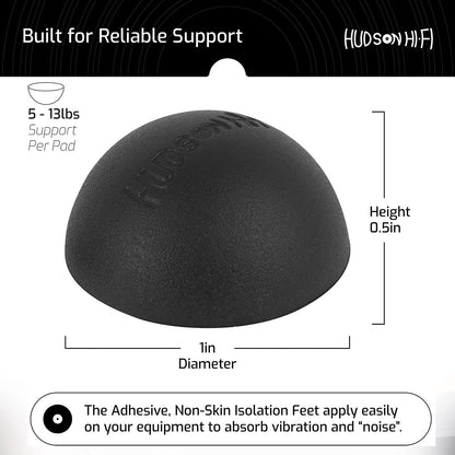 Silicone Speaker Isolation Feet (4-Pack, 1") – Non-Skid Adhesive Pads for Turntable, Subwoofer & Audio Gear – Anti-Vibration Damping, 20 Duro Rubber