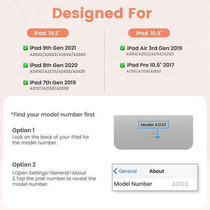 Keyboard and Case for iPad 7th/8th/9th Generation 10.2-inch 2018/2020/2021, iPad Air 3 2019, 2017 iPad Pro 10.5-inch Case with Pencil Holder, Detachable Wireless BT Keyboard, Tablet Smart Cover(Pink)