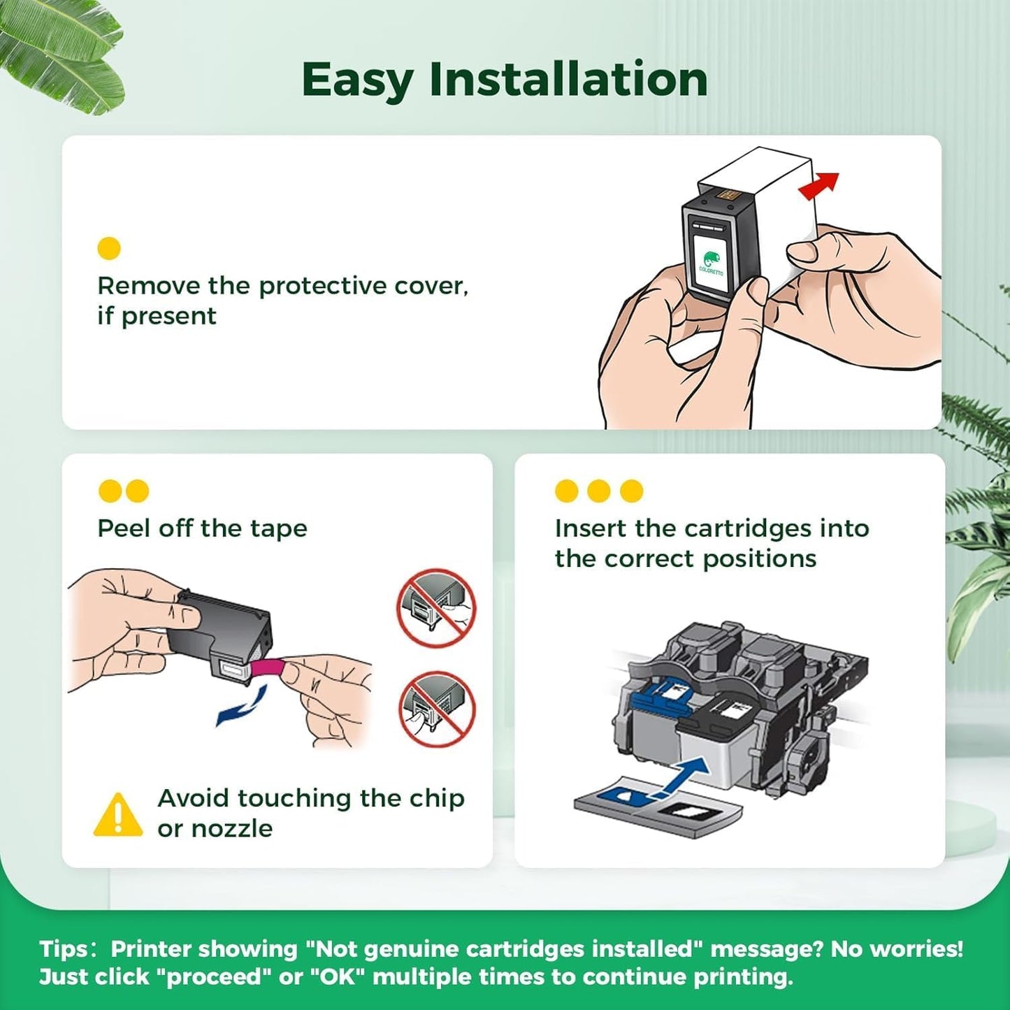 COLORETTO 65XL Black and Color Ink Cartridge for HP Printers Envy 5055 5052 5058 Work with HP Deskjet 3755 Ink Cartridges 2655 3752 3720 3722 3723 3758 2652 2622 for HP65 Ink Replacement Combo Pack