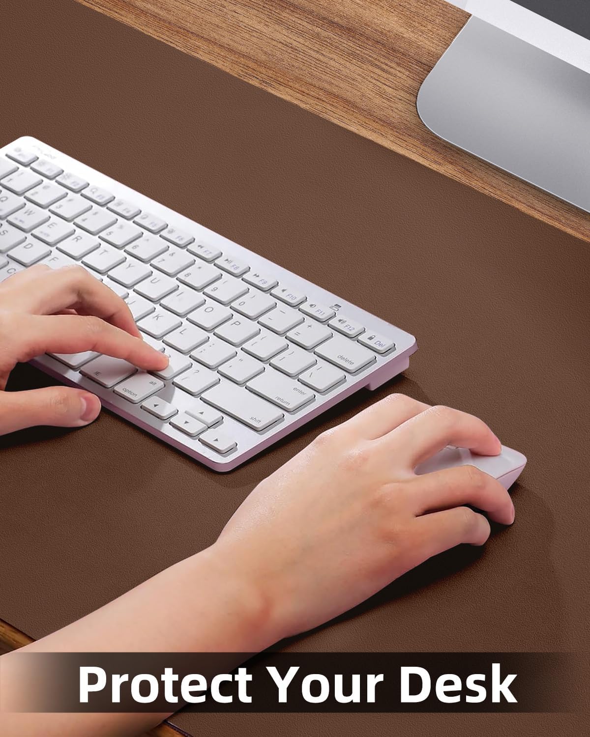 Leather Desk Pad Protector,48"x 17"Desk Mat Large, Mouse Pad, Non-Slip PU Leather Desk Blotter,Waterproof Desk Pad for Office/Home Brown