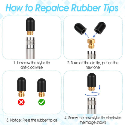 30PCS Stylus Tips Replacement Tips Only, 0.6cm/0.23in Black Silicone Tips for Stylus Pens High Sensitivity Stylu Tips,No Scratches, Universal Stylus Ends