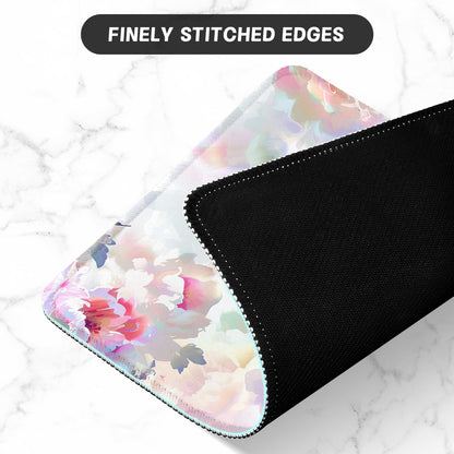 ITNRSIIET Mouse Pad with Stitched Edge Premium Textured Smooth Precise Operation Waterproof Washable Non-Slip Rubber Base Desktop Protection Mat, 10.2×8.3×0.12 inches, Beautiful Flowers
