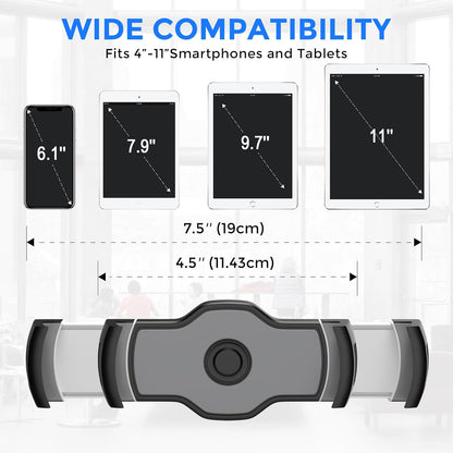 AboveTEK Tablet Stand Holder, Stylish Aluminum iPad Stands, Foldable 360° Swivel Table Stand Holder fits 4-11" Tablets/Smartphones for Kitchen Bedside Office POS Showroom Reception (Black)