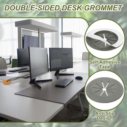 PATIKIL Desk Grommet 1-9/16", 8 Pcs Round Cable Grommet Cord Hole Cover with Adhesive Tape Flexible Table Wire Organizer for Office Home Table Countertop, Gray