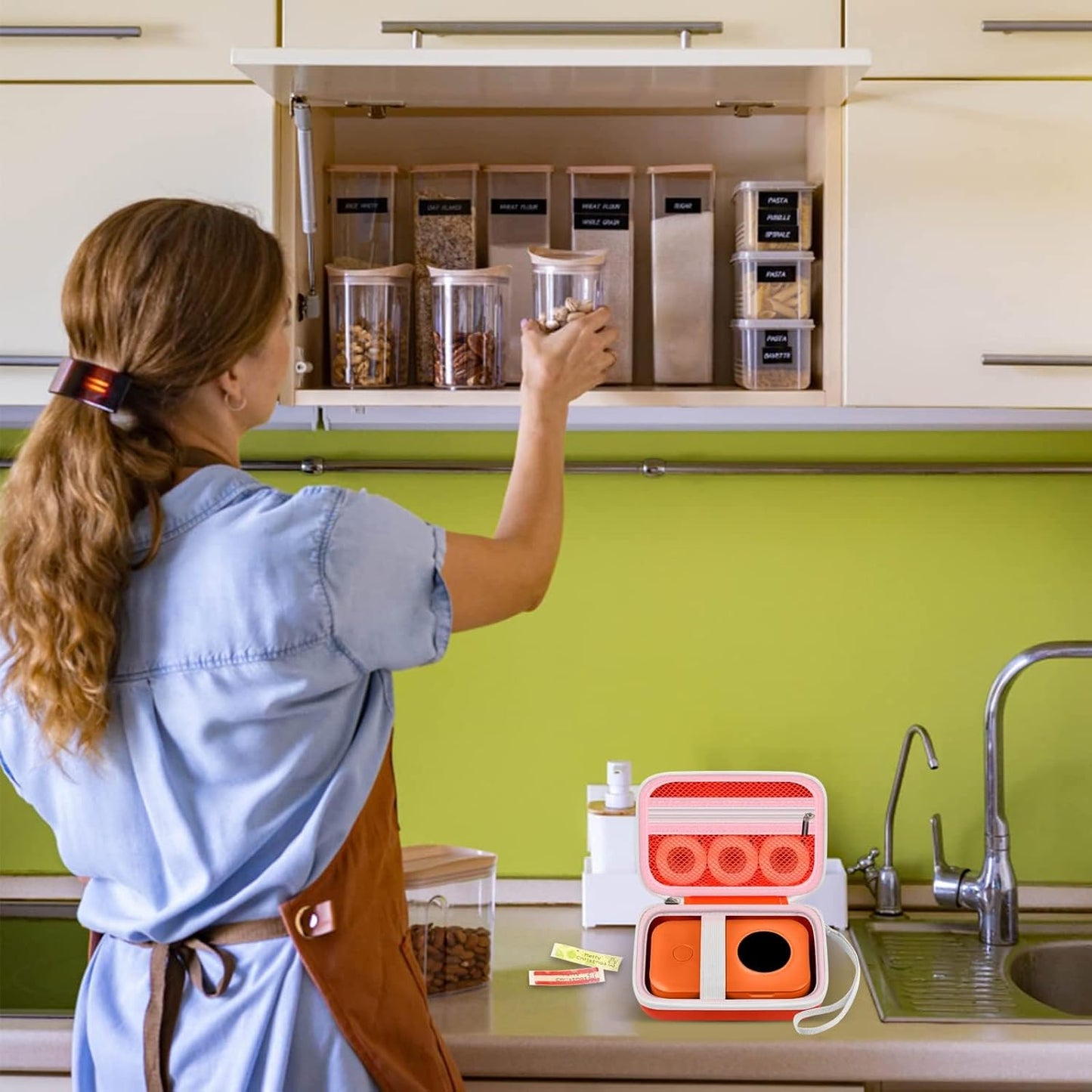 Labels Printer Case Compatible with COLORWING D30 Bluetooth Wireless Portable Labeling Printer Also for Phomemo D30 D35 for Memoking Mini Thermal Printing Sticker Storage Holder